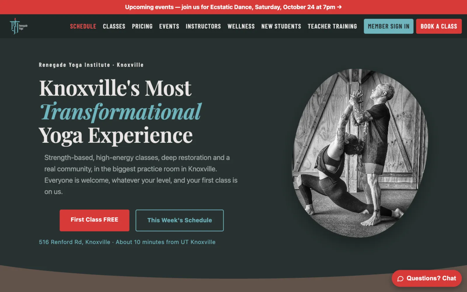 The Renegade Yoga home page