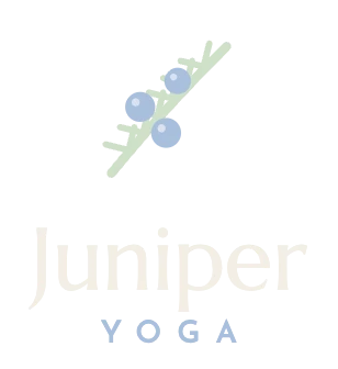Juniper Yoga stacked logo for dark backgrounds